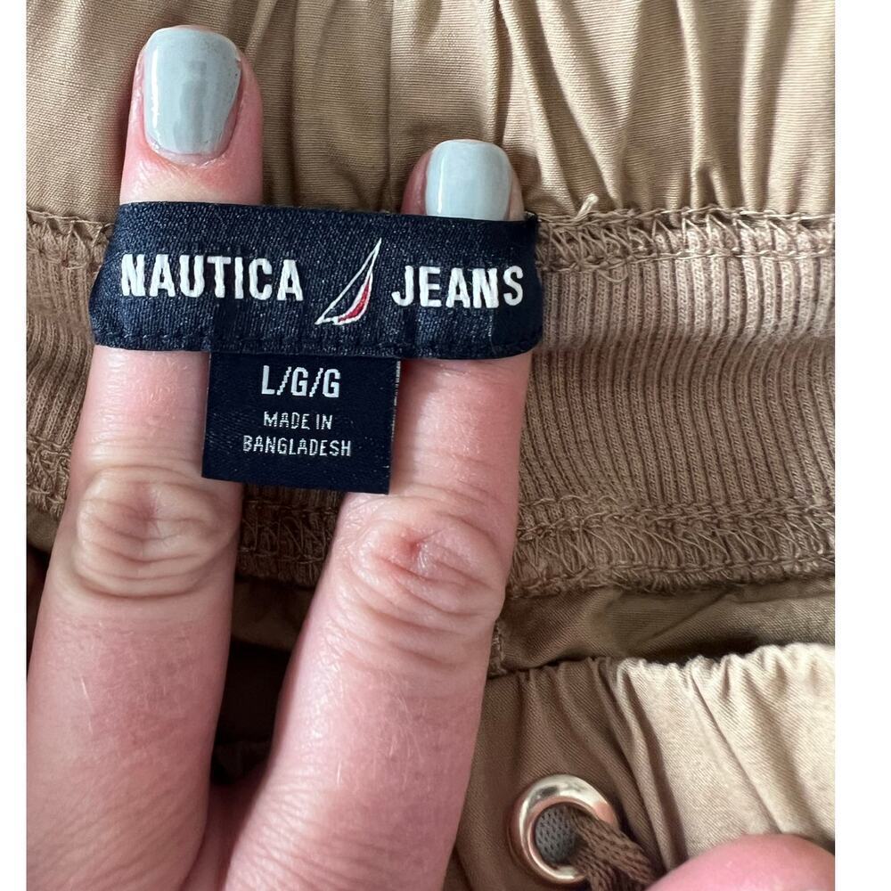 NWT Nautica Women's Cotton Roll-Tab Utility Pants, Large, Tan, Elastic Waist - Picture 8 of 13